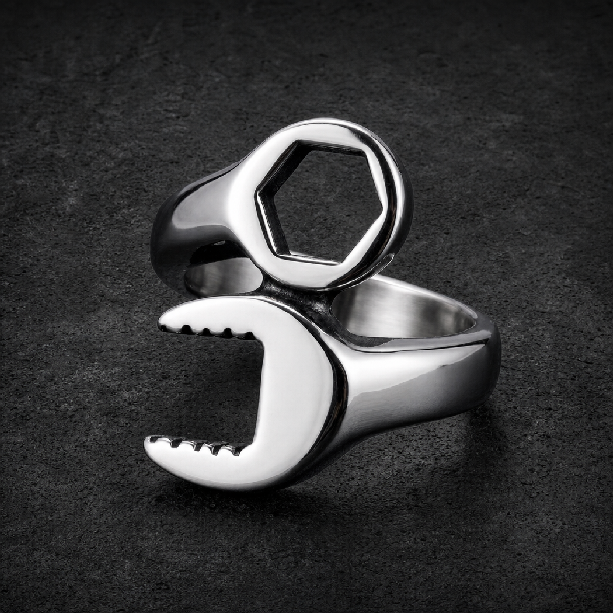 Takin Care of Business - Wrench Ring - 316L stainless steel unisex jewelry (R0571)