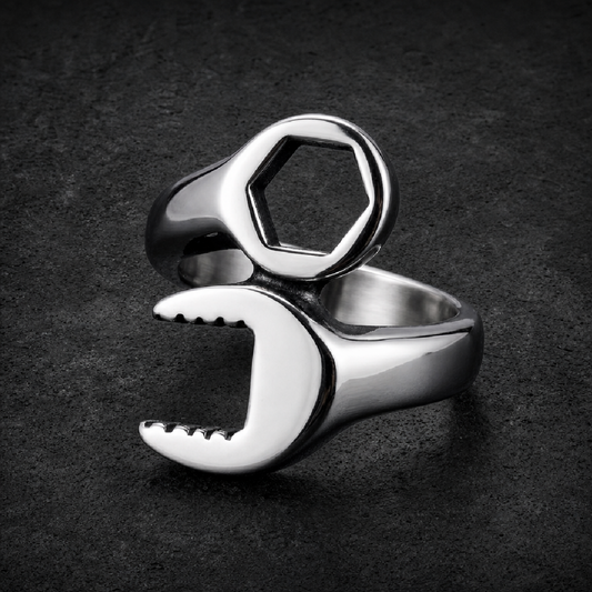 Takin Care of Business - Wrench Ring - 316L stainless steel unisex jewelry (R0571)
