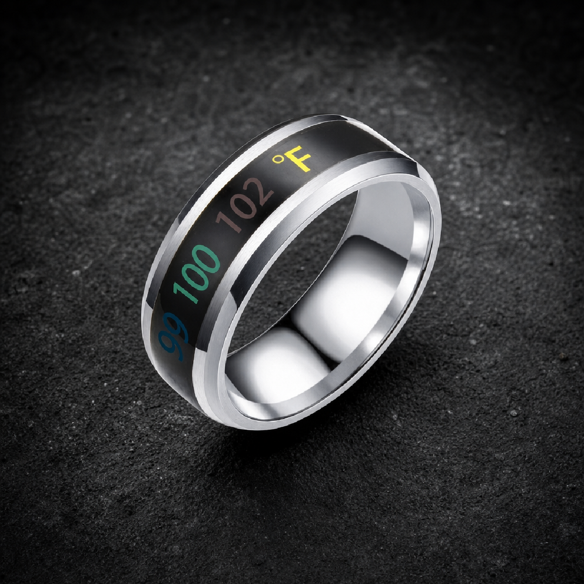 Temperature Ring - Know Your Body Temp (5 colors) - 316L stainless steel unisex jewelry (403GOLD06)