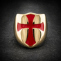 Templars Ring - Red Cross on Gold Ring (#R0542)