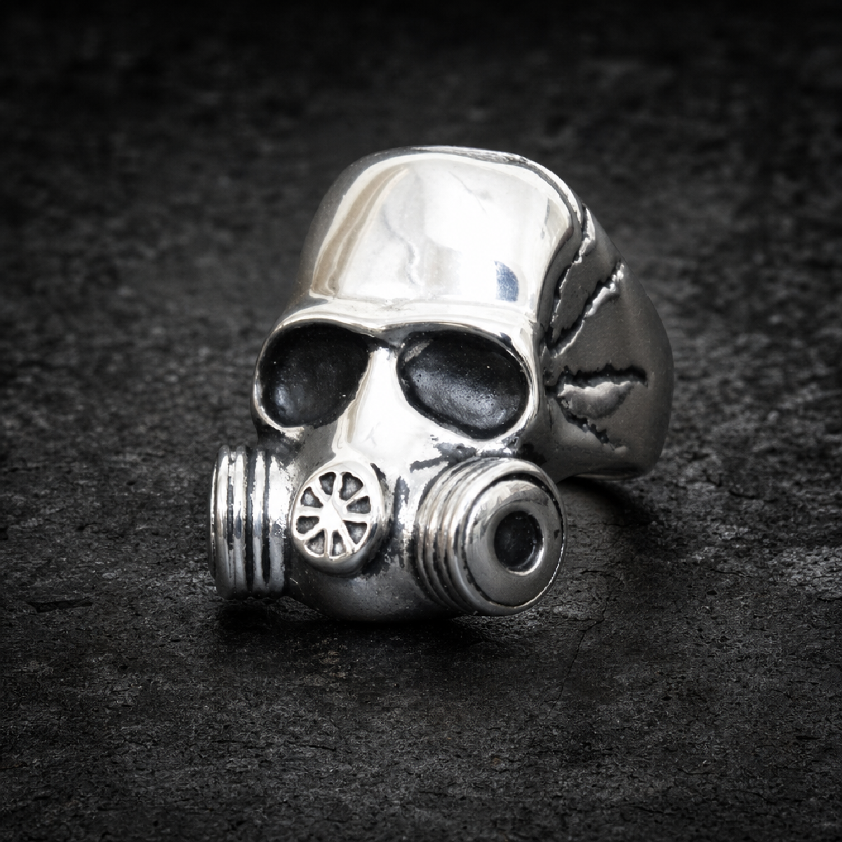 The 'Cold War' Gas Mask Ring - 316L stainless steel unisex jewelry (R0409)