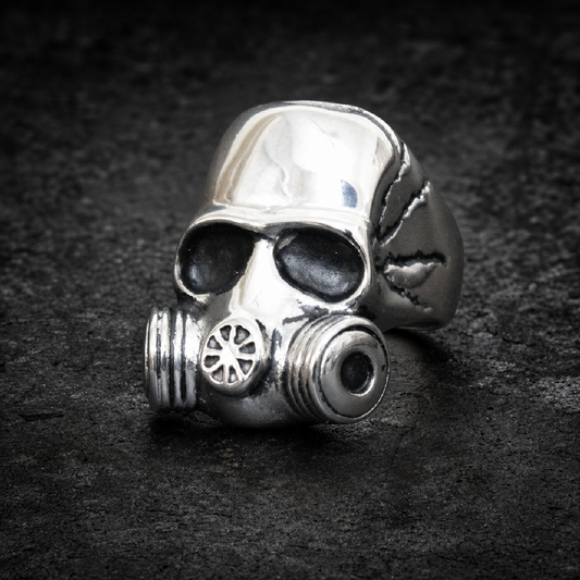 The 'Cold War' Gas Mask Ring - 316L stainless steel unisex jewelry (R0409)