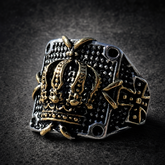 The "Crown of Life" Cross & Crown Ring - 316L stainless steel unisex jewelry (R0459)