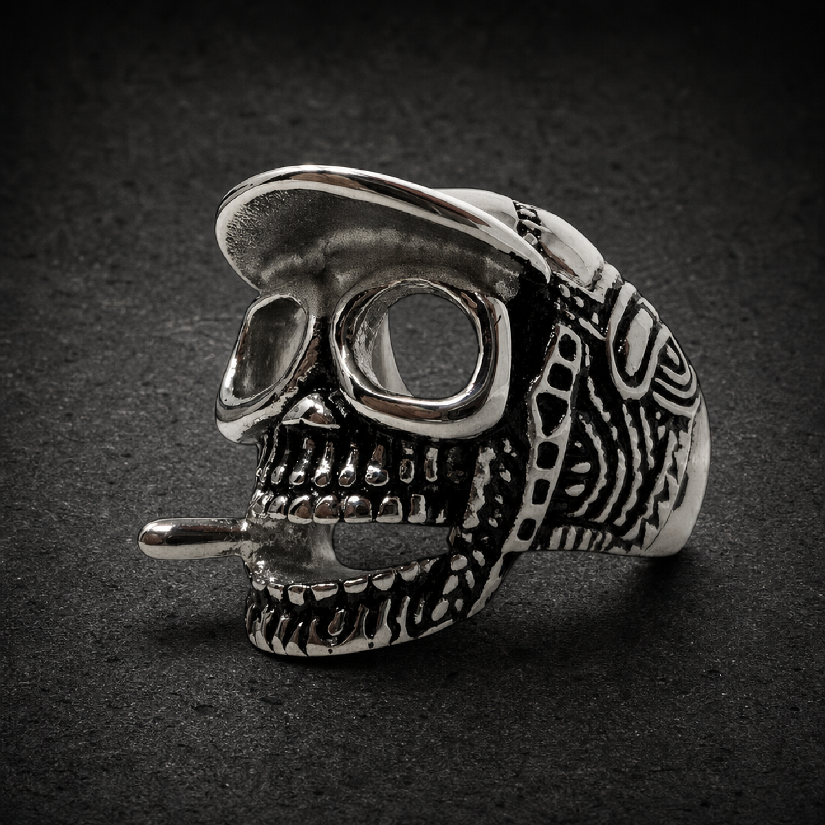 The Enforcer – Skull Cap Cigar Ring - 316L stainless steel unisex jewelry (R0529)
