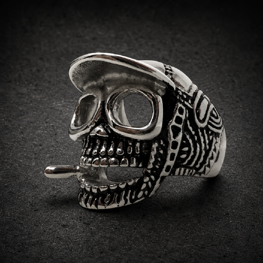 The Enforcer – Skull Cap Cigar Ring - 316L stainless steel unisex jewelry (R0529)