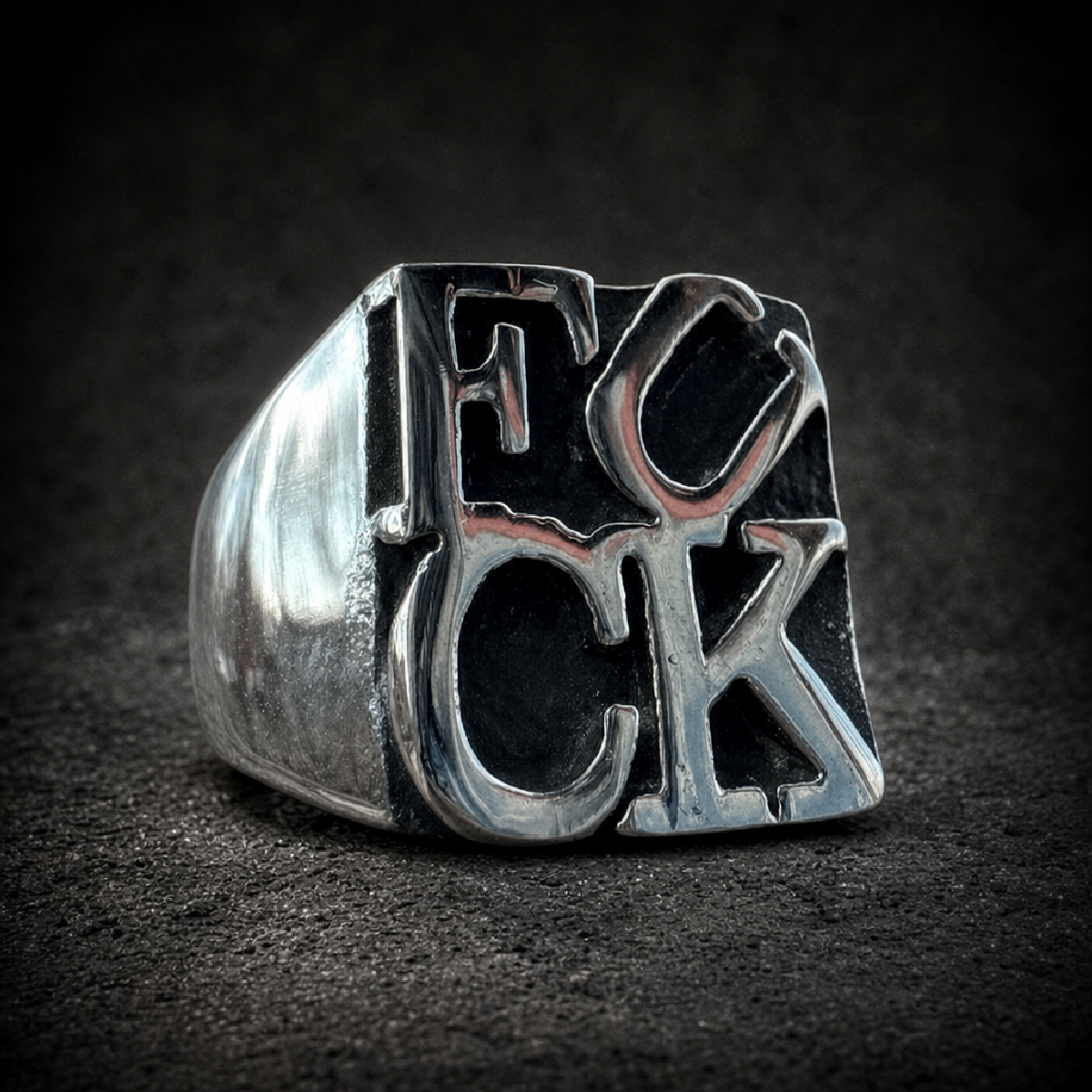 The F*CK Off Block Ring - 316L stainless steel unisex jewelry (R0836)