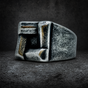 The Great Symbol - Distressed Steel Ring (#R0385)