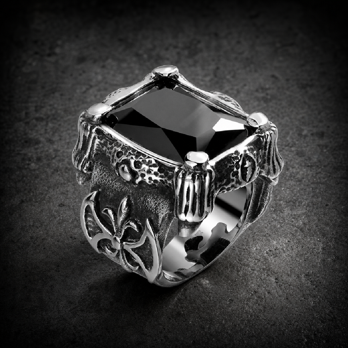 The Knight's Templar Talisman Black Ring - 316L stainless steel unisex jewelry (R0615)