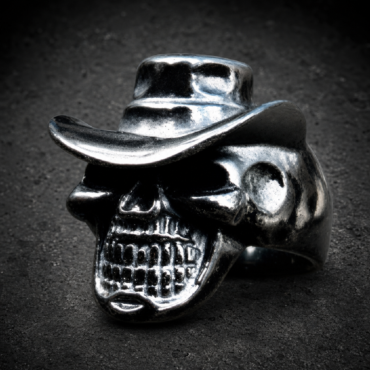 The "Unforgiven" Cowboy Skull Ring - 316L stainless steel unisex jewelry (R0819)