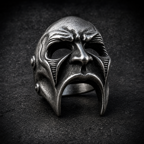 THE WARFORGED SENTINEL - Ring #5 of 8 – DEATHMASK LEGION - 316L stainless steel unisex jewelry (R0843)