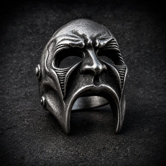 THE WARFORGED SENTINEL - Ring #5 of 8 – DEATHMASK LEGION - 316L stainless steel unisex jewelry (R0843)