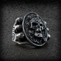 The Wraith King Signet Ring – Heavy Stainless Steel Skull Crest (#R0837)
