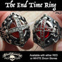 The End Time - Cross Ring With Blood Red Inner Stone & White OR RED Zircon Cross Stones
