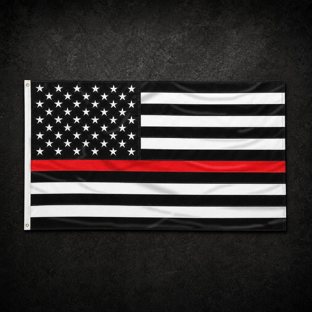 Thin RED Line Flag - ring 316L stainless steel unisex jewelry, grinning reaper skull ring, 316l stainless steel skull ring