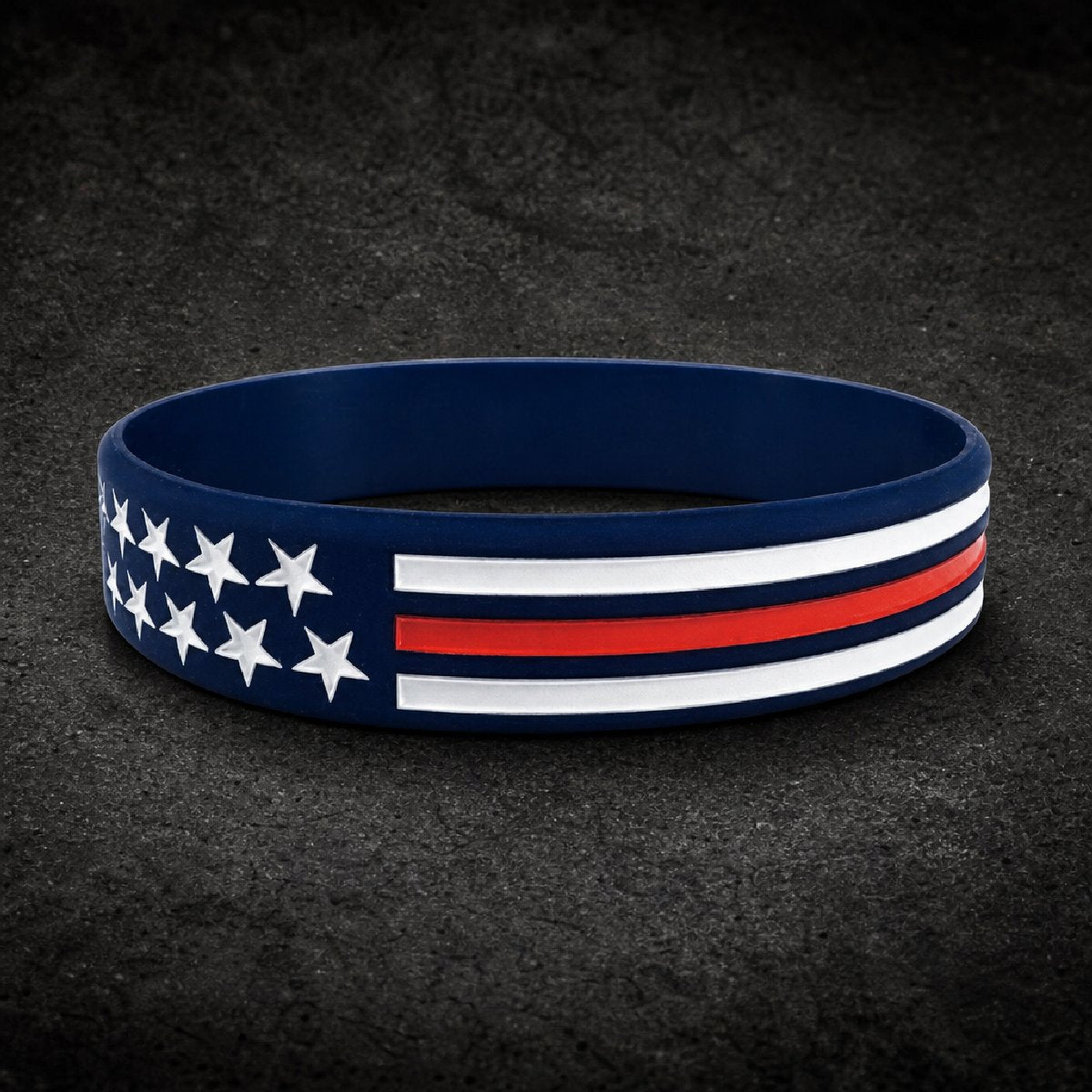 Thin Red Line Sentinel — 8" Silicone Rubber Support Bracelet - 316L stainless steel unisex jewelry, thin red line support…