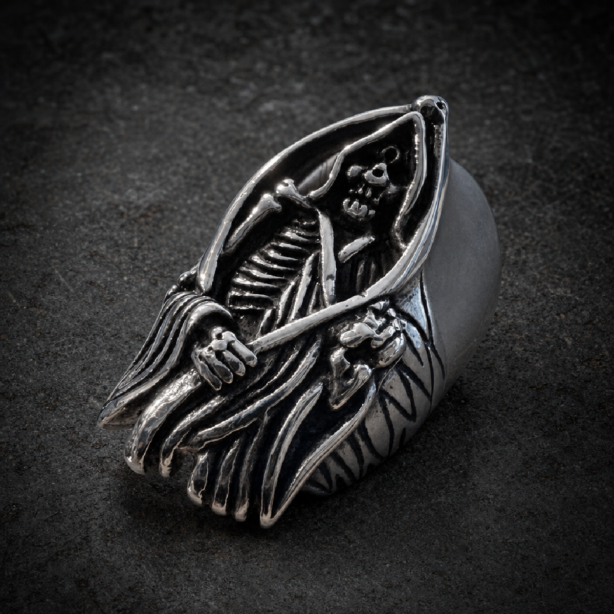 Time Is On My Side - Large Grim Reaper Ring - 316L stainless steel unisex jewelry (R0783)