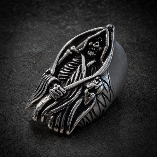 Time Is On My Side - Large Grim Reaper Ring - 316L stainless steel unisex jewelry (R0783)
