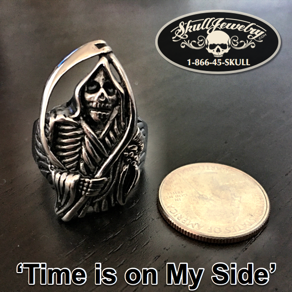'Time Is On My Side' Large Grim Reaper Ring