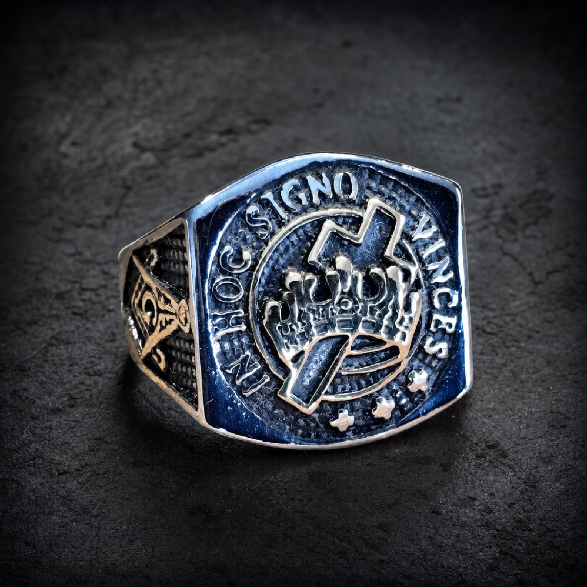 To Conquer - Constantine Christian Crusader Ring - 316L stainless steel unisex jewelry (R0648)