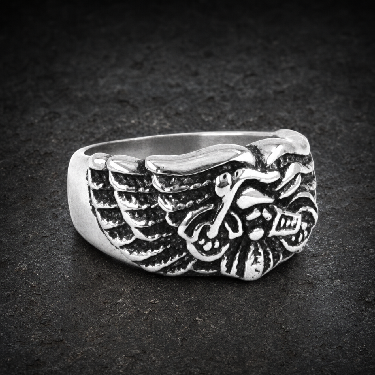 Travelin' Man Stainless Steel Motorcycle Ring - 316L stainless steel unisex jewelry (R0632)