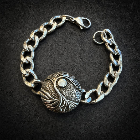 Tree of Life Stainless Steel Bracelet – Heavy Curb Chain (#cc001)