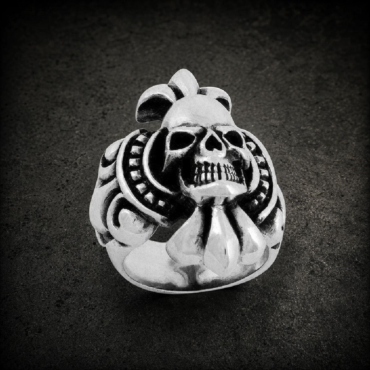 Tribal Chief -  Heavy Biker Skull Ring (#R0315)