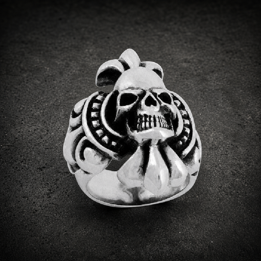 Tribal Chief - Heavy Biker Skull Ring - 316L stainless steel unisex jewelry (R0315)