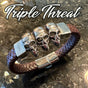 Triple Threat Leather & Steel Bracelet (#ba065)