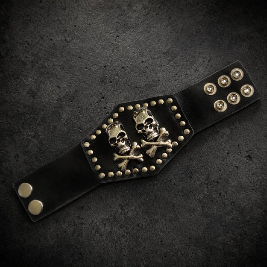 Two Tickets To Paradise Skull Bracelet w/Studs (#ba021)