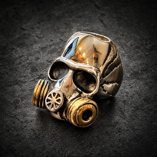 Two-tone Cold War' Gas Mask Ring - 316L stainless steel unisex jewelry (R0413)