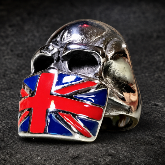 Union Jack Skull Ring – British Flag Stainless Steel - 316L stainless steel unisex jewelry (R0857)