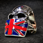 Union Jack Skull Ring – British Flag Stainless Steel (#R0857)