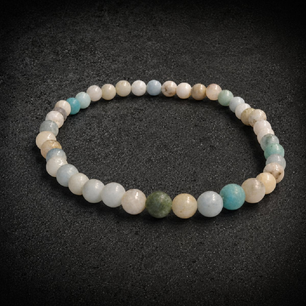 Valkyrie's Veil — Natural Amazonite & White Jade Warrior Bracelet (#B0076)