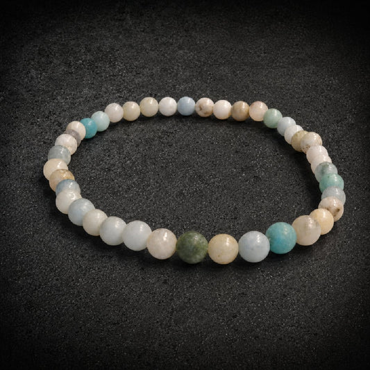 Valkyrie's Veil — Natural Amazonite & White Jade Warrior Bracelet (#B0076)
