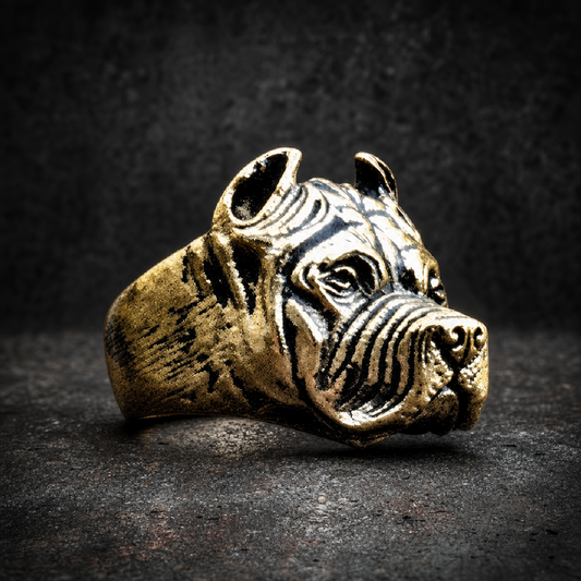 We Are One Badass Gold-Tone Pitbull Ring - 316L stainless steel unisex jewelry (R0538)