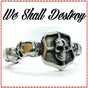 We Shall Destroy Steel Bangle Skull/Shield Bracelet (c270)