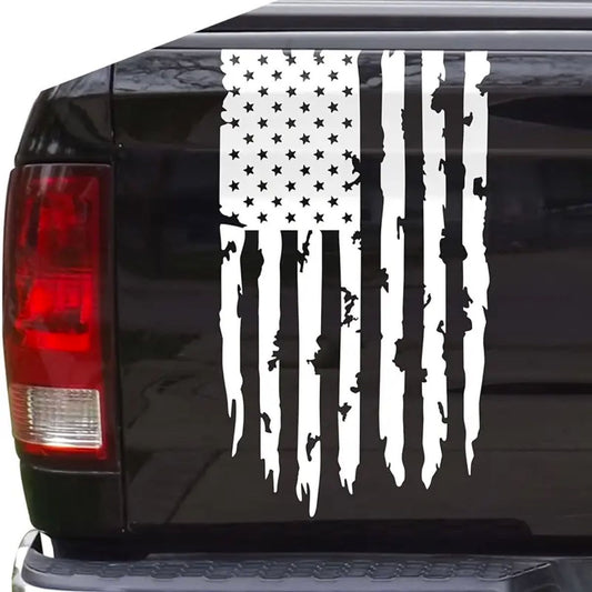 White Distressed American Flag Decal (#m0036)