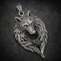 Wolf w/Black Stone Pendant (#P091)