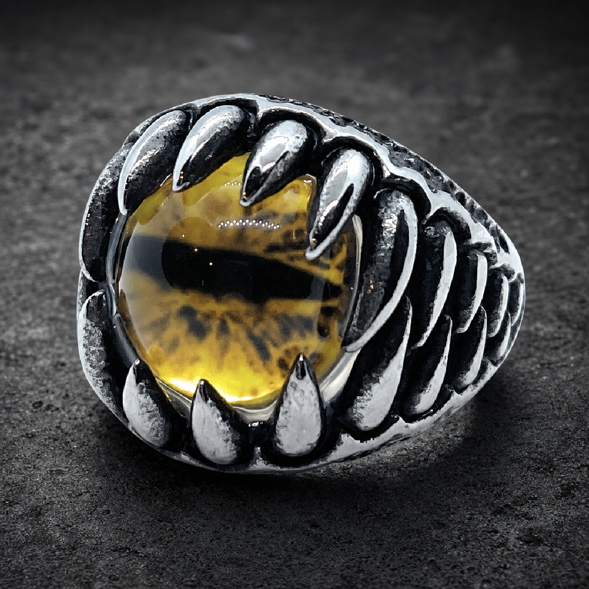 Yellow 'Dragon's Blood' Ring - 316L stainless steel unisex jewelry (R0676)