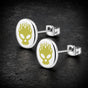 Yellow 'Flaming Skull' Earrings (#E096)